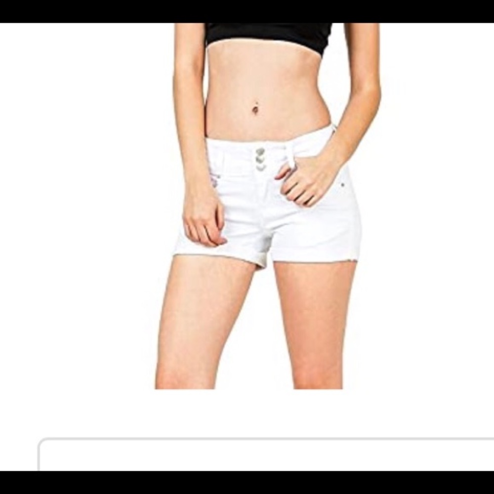 Women's Juniors Stetchy Mid Rise Denim Shorts